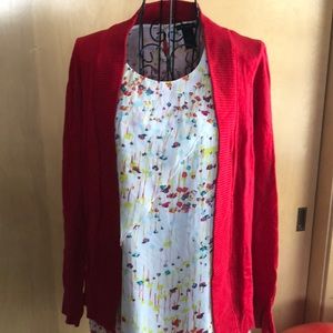 Red cardigan